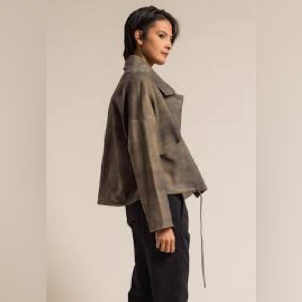 Annette Goerz Virgin Wool Winter Collection Bomber Jacket Dark Grey Size 40